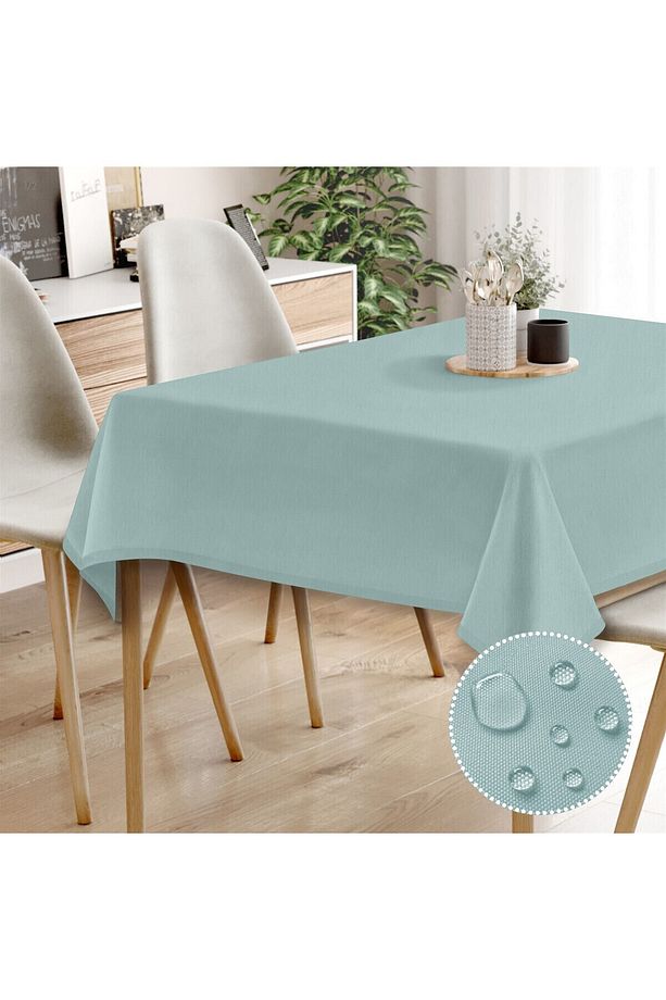 Canvas Mavi Sıvı Geçirmez Leke Tutmaz Masa Örtüsü - 1