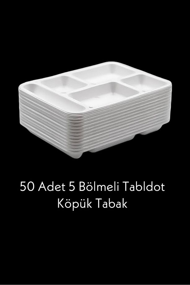 50 Adet 5 Bölmeli Köpük Tabak - 50 Adet Karton Bardak - 3