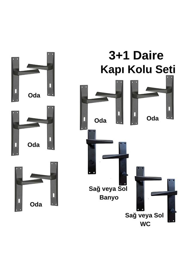 Prizma Aynalı Kapı Kolu 3+1 Diare İçin Uygun oda kapı kolu, wc kapı kolu - 1