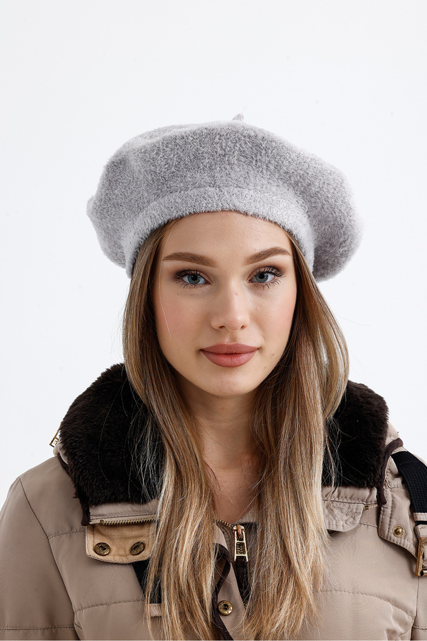 Beige Women's Wool Plush French Painter Hat I Beret