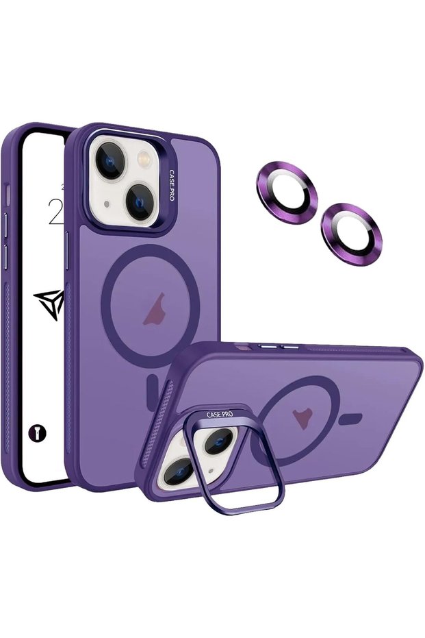 حافظة هاتف هدية لحماية العدسات من Apple iPhone 16 PLUS مع حامل محمي للكاميرا ودعم Magsafe