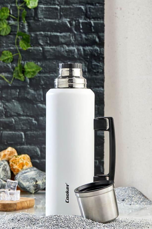 1.5 Litre Çift Katlı Çelik Termos-24 Saat Sıcak, 48 Saat Soğuk, Kulplu (Kamp, Piknik, Ofis, Seyahat) - 8