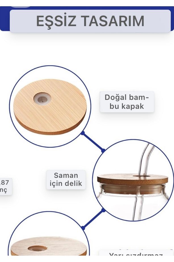 2 Adet Isıya Dayanıklı Pipetli Bambu Kapaklı Bardak 2 Pipet Kapağı 2 Cam Pipet Ve 1 Fırça) - 7