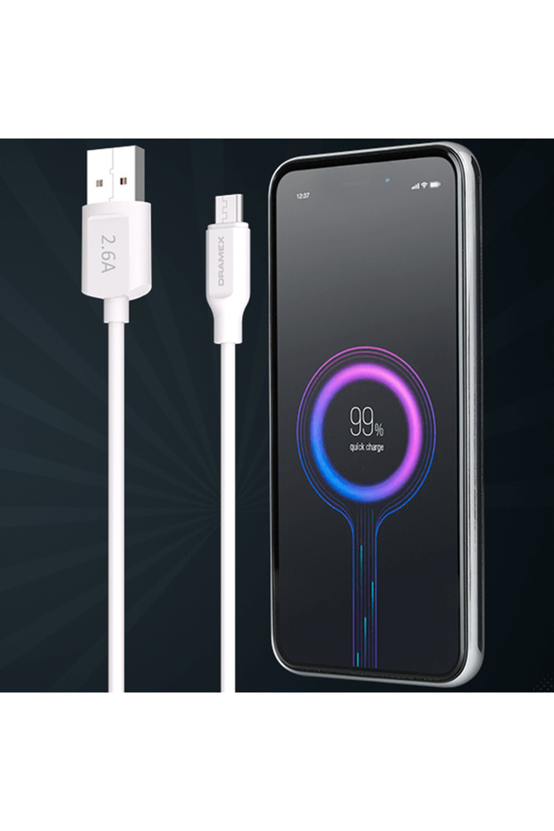D26mk Micro Usb Data/şarj Kablosu 2.6a 1mt Beyaz - 3