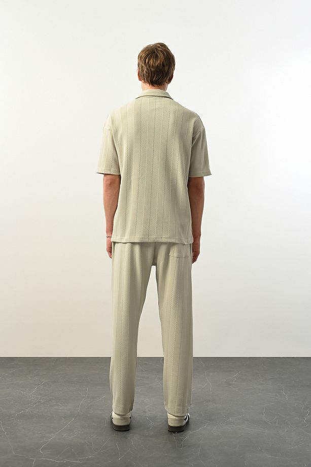 Kalın Çizgi Desenli Oversize Erkek Pantolon - 3