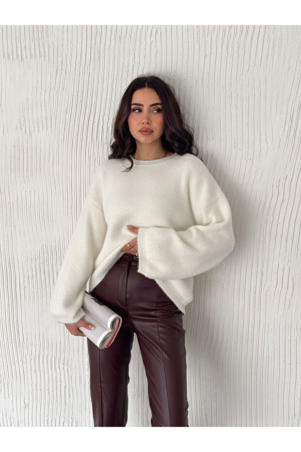 Oversize Kısa Sakallı Kalın Kazak - 1