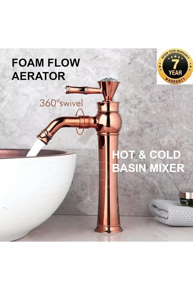 Bathroom Sink Faucet Rose Color Stone Model 7 Years Warranty Imported