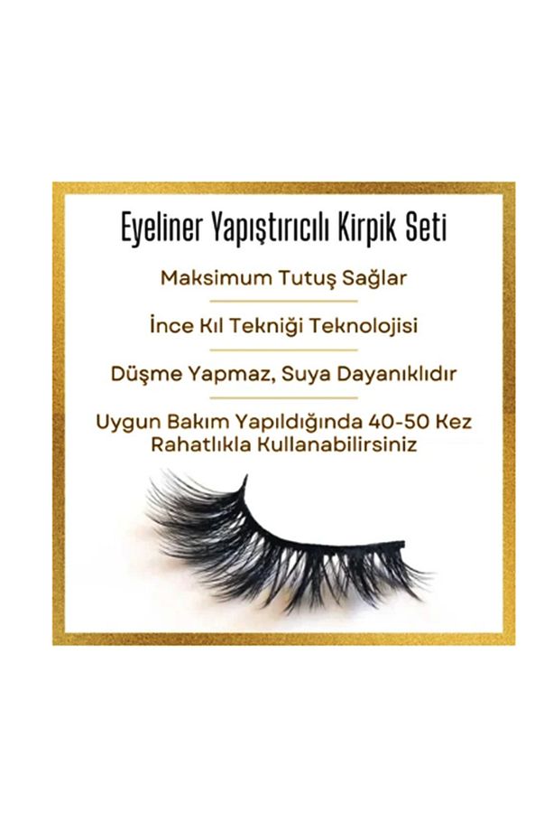 Takma kirpik seti 6 farklı Doğal Model -2 Adet Mıknatıslı Likit Eyeliner Yapıştırıcı (Beyaz+Siyah) - 7