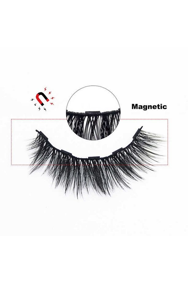 Manyetik Kirpik Mıknatıslı Kirpik Gerçek Görünümlü 3 Çift Eyeliner Cımbız Seti Takma Kiprik - 2