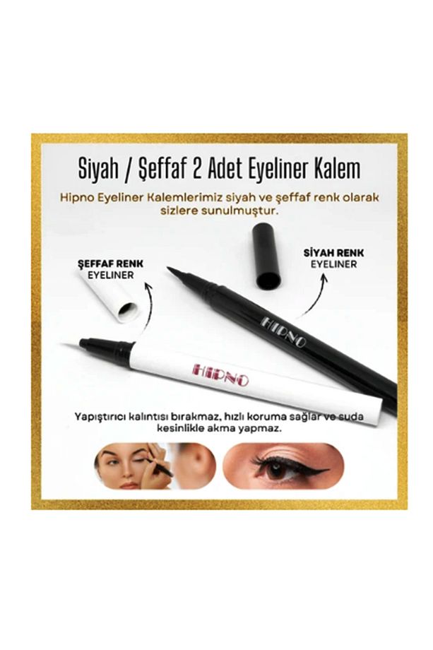 Takma kirpik seti 6 farklı Doğal Model -2 Adet Mıknatıslı Likit Eyeliner Yapıştırıcı (Beyaz+Siyah) - 5