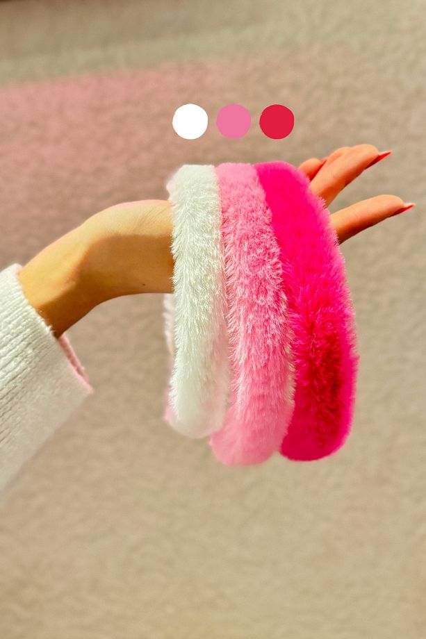 3 Adet Kadın Yumuşak Kumaşlı Peluş Taç - 3