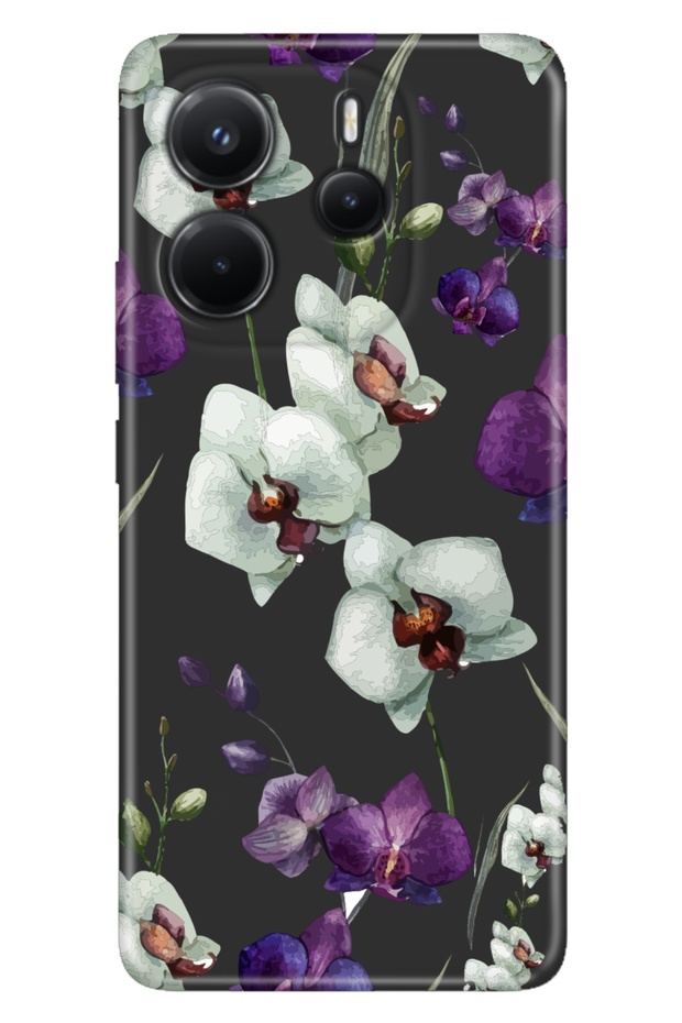 غلاف هاتف Xiaomi Redmi Note 14 منقوش من مادة TPU السيليكون المطبوعة على شكل زهرة الأوركيد