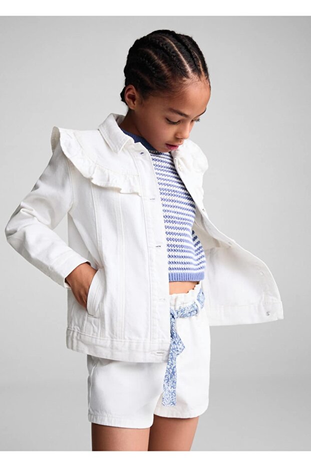 Volanlı denim ceket - 1