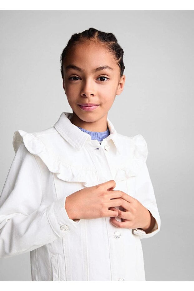 Volanlı denim ceket - 6