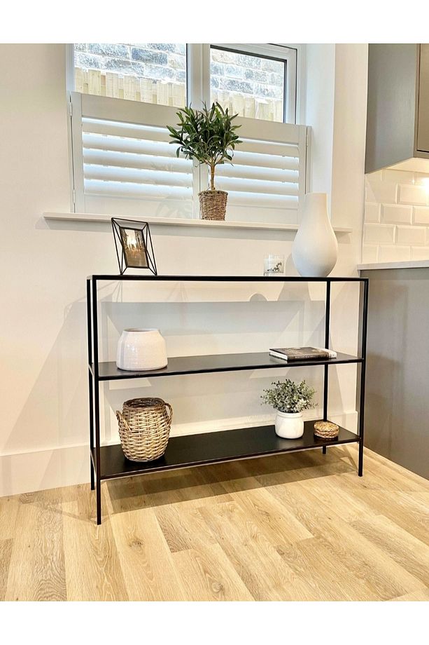 Celestia Dresuar Kahve Köşesi Modern Konsol 100 cm Siyah Ahşap - 3