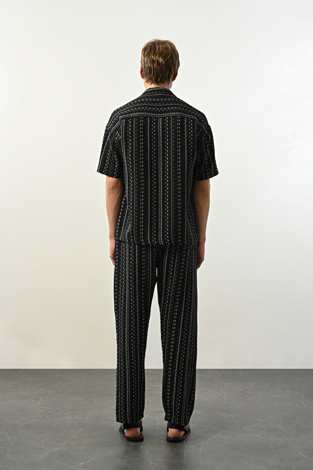 Desenli Keten Örme Erkek Gömlek - 4