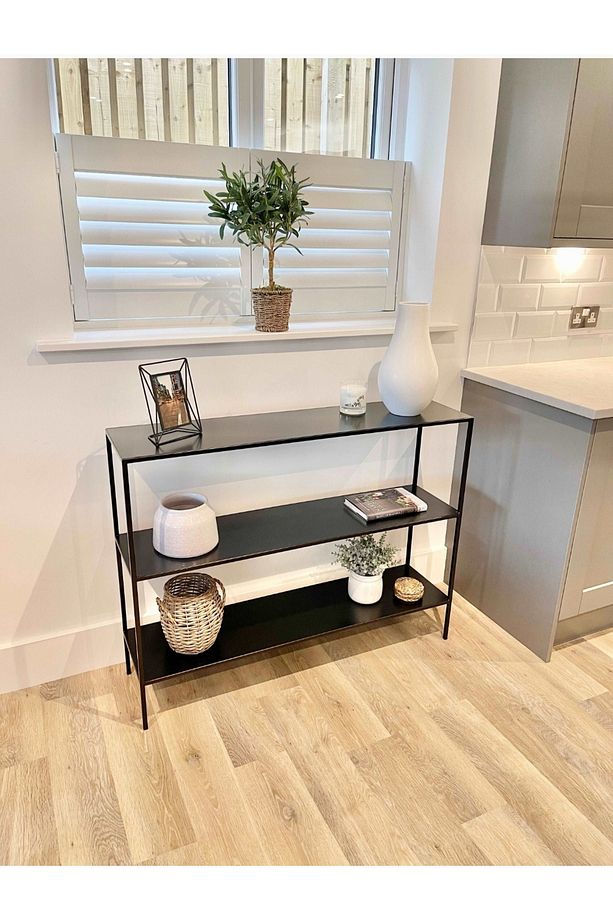 Celestia Dresuar Kahve Köşesi Modern Konsol 100 cm Siyah Ahşap - 1