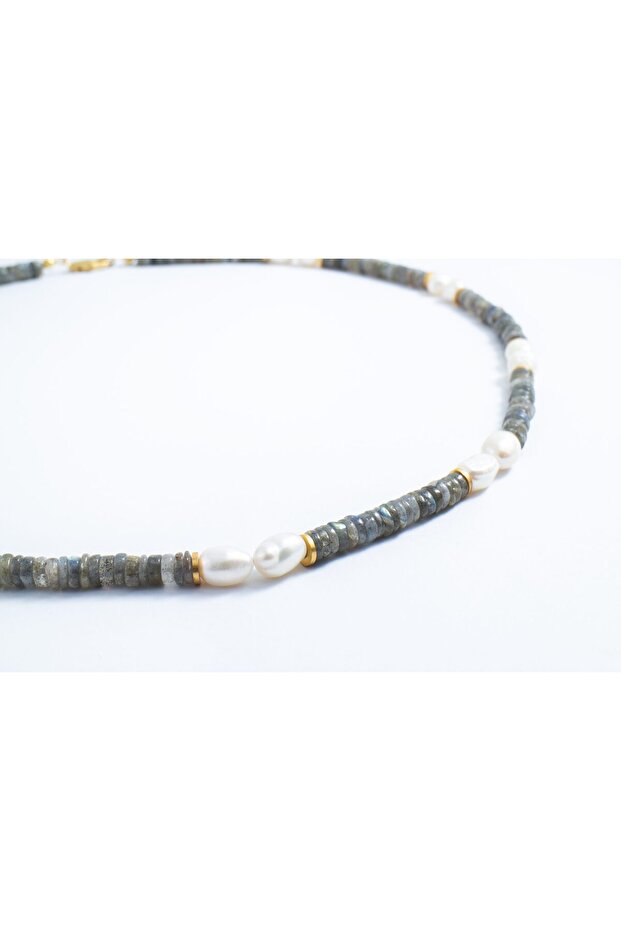 Labradonit Taşlı İnci Kolye - 1