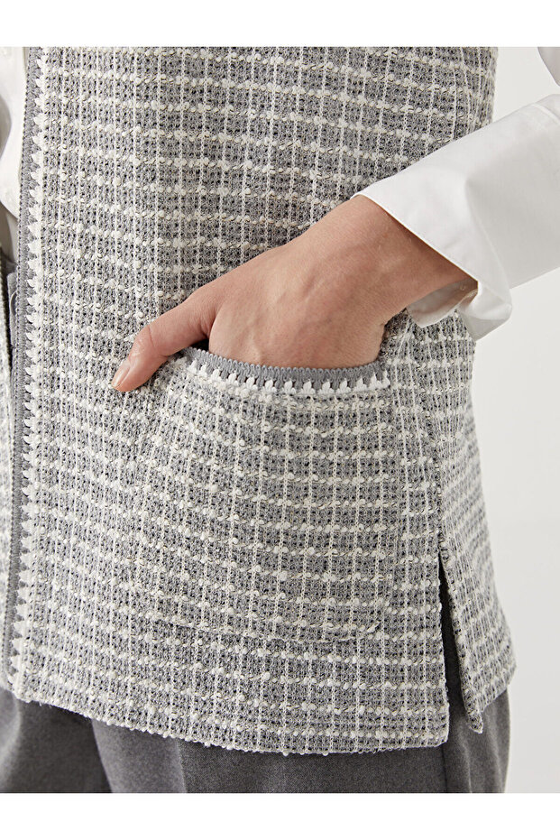 Lcwk V Yaka Ekose Kadın Yelek - 3