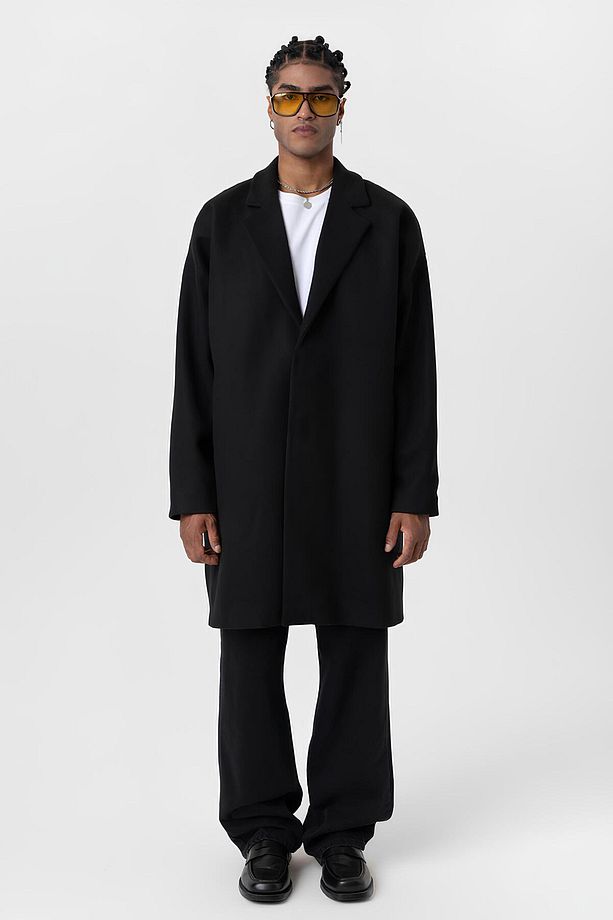 Oversize Uzun Erkek Kaşe Palto - 3