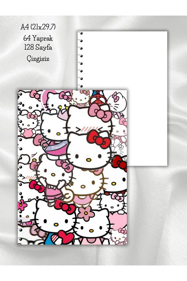 Hello Kitty Çizgisiz Okul Defteri,64 Yaprak A4 (21x29,7 cm) Boyutunda - 1