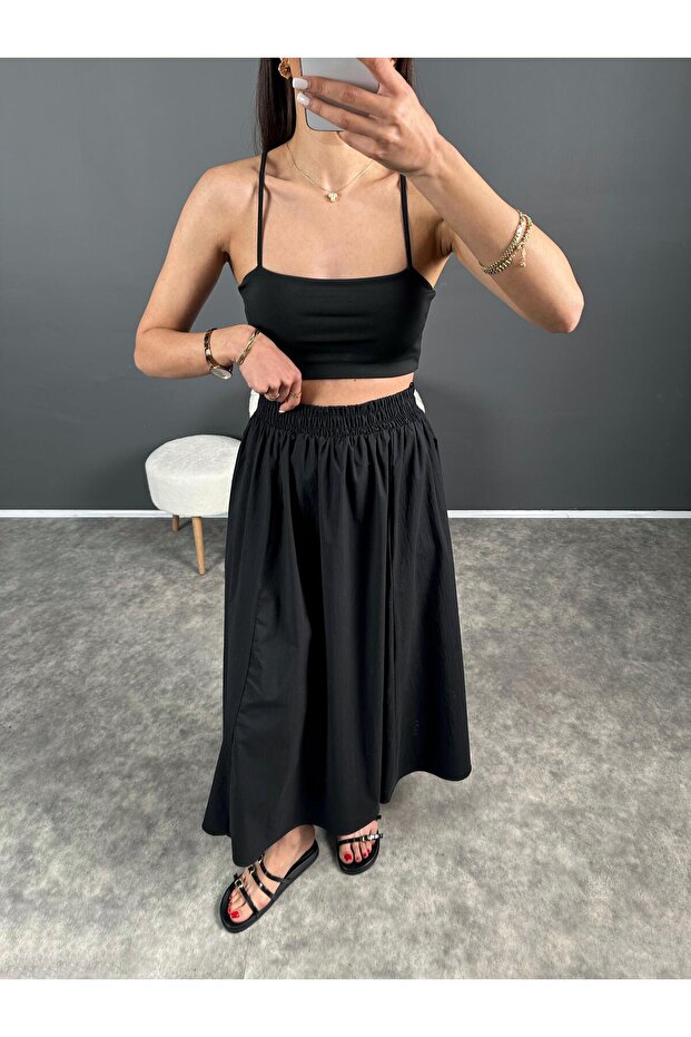 Franco Siyah  Poplin Cepli Etek - 3