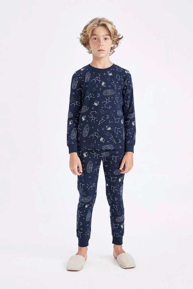 D2897 Desenli Uzun Kollu Pijama Takımı - 2