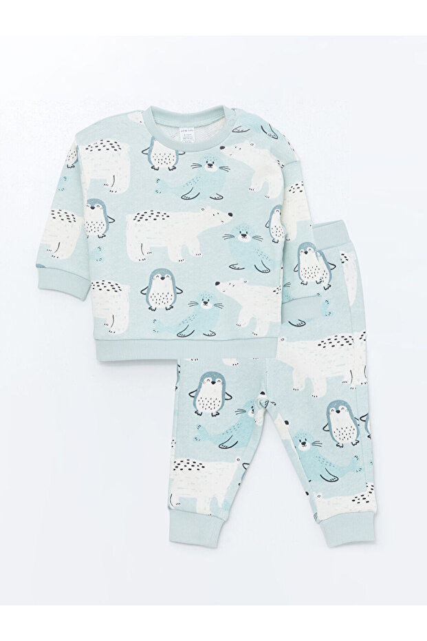 Lcw Baby Crew Neck Baby Boy Sweatshirt and Pants 2-Piece Set