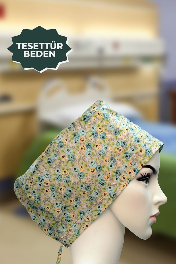 Doktor Hemşire Aşçı Cerrahi Bone Hastane Anne Bone Iş Bandanası Pamuklu Kumaş Lastikli - 2