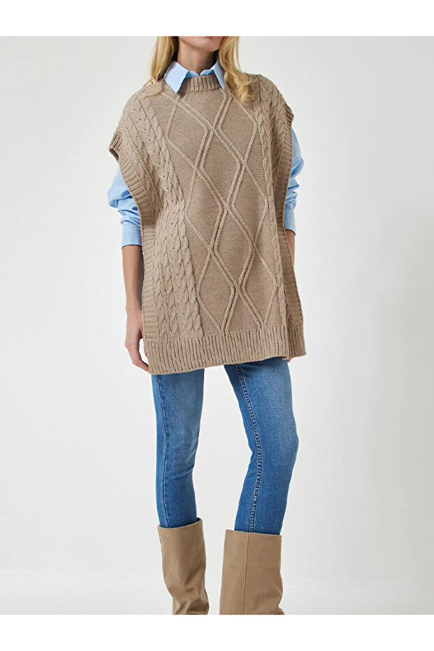 Women's Sweater with Side Tie Knitting Detail 75cm