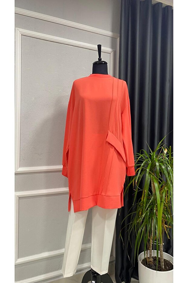 Puane Helsinki Kumaş Cep Pile Detaylı Tunik - 1