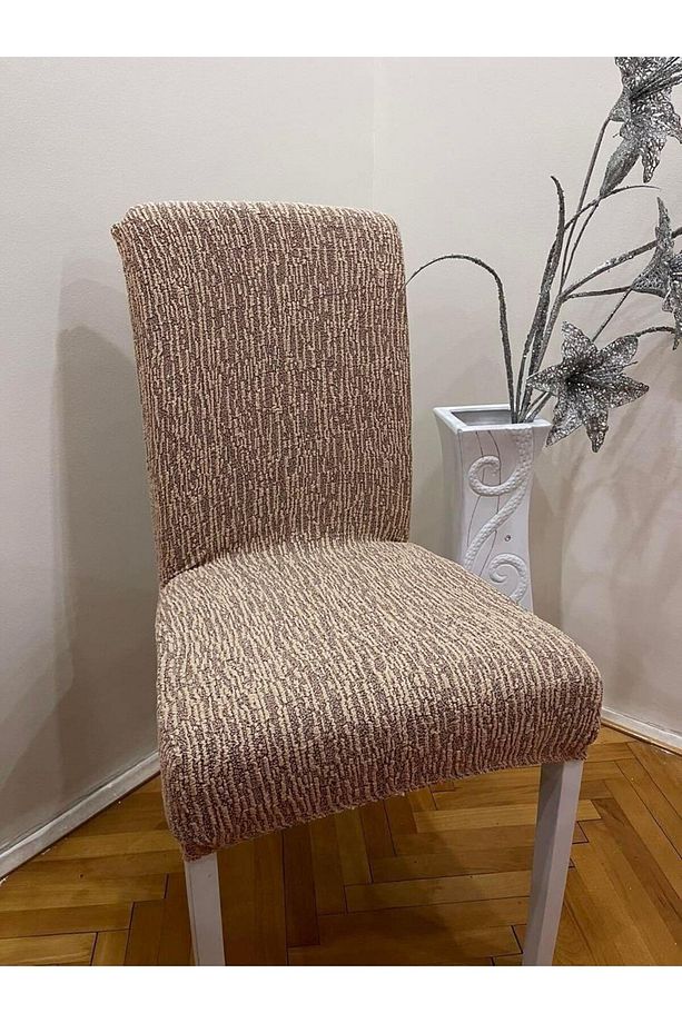 Jakarli Sandalye Örtüsü Çubuk Desen Yüksek Esnekli Sandalye Kılıfı( 6 Adet) - 3