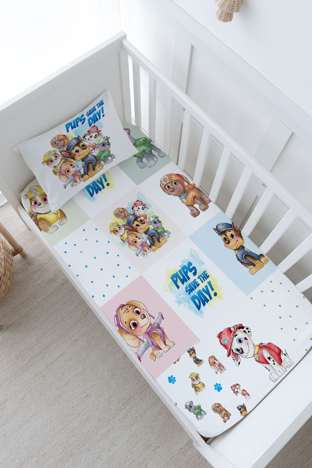 Baby Size Fitted Sheet Set - Cartoon Series - Paw Patrol Patchwork