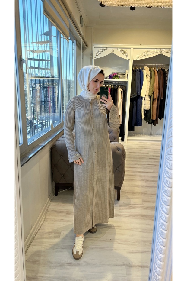 İNVEE 7073 Yün Karışımlı Hırka - Sütlü Kahve - 4