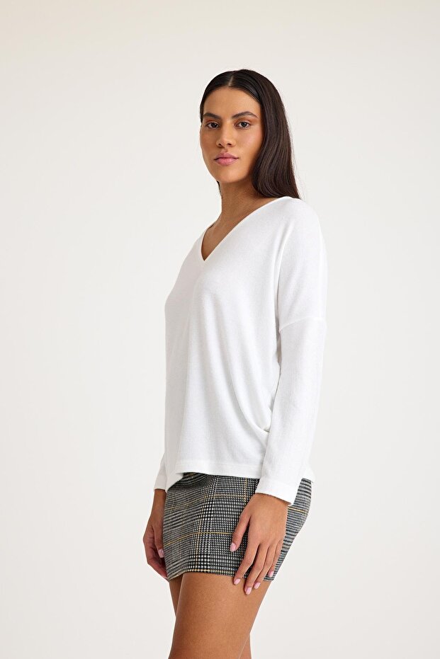 V Yaka Yarasa Kol Basic Triko Kazak - 5