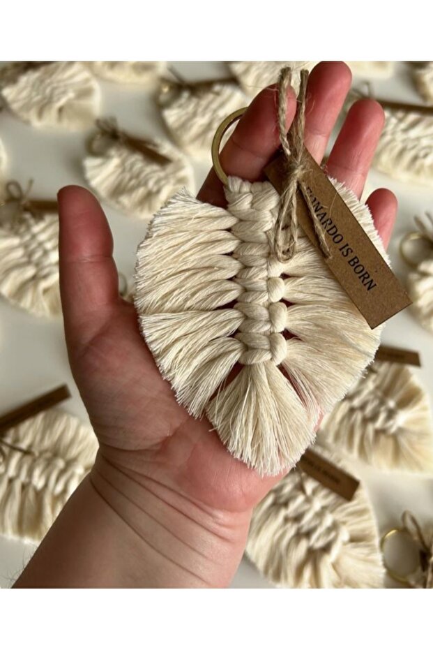 20 قطعة من سلسلة مفاتيح مكرامية على شكل ورقة شجر هدية - 1