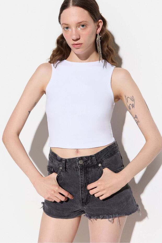 Ärmellose Crop-Bluse