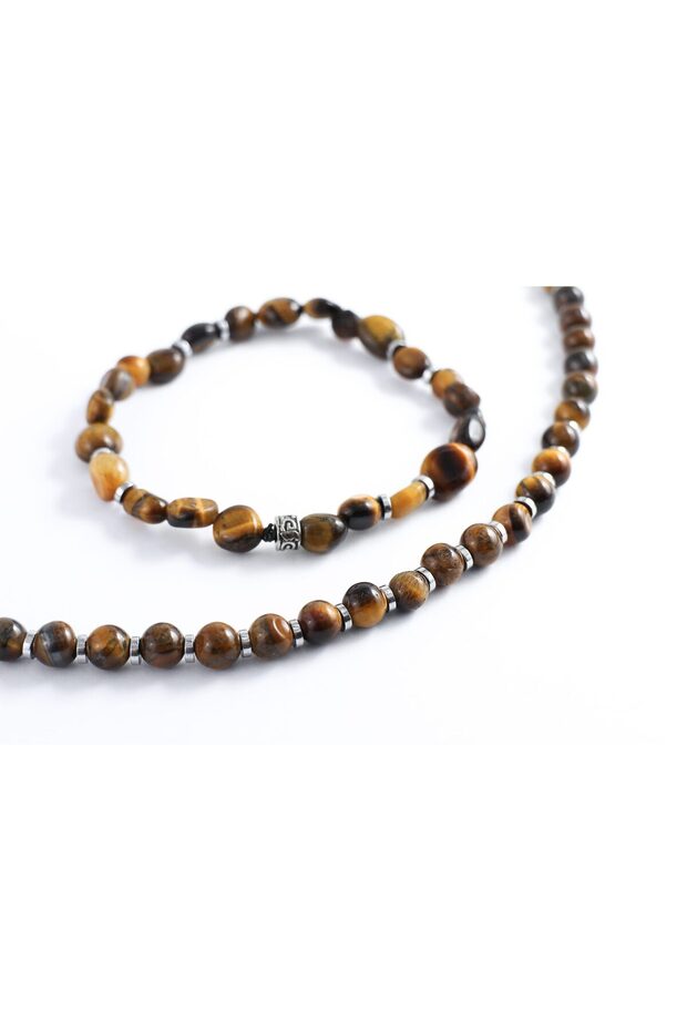 Kaplan Gözü Taşlı Kolye - 5