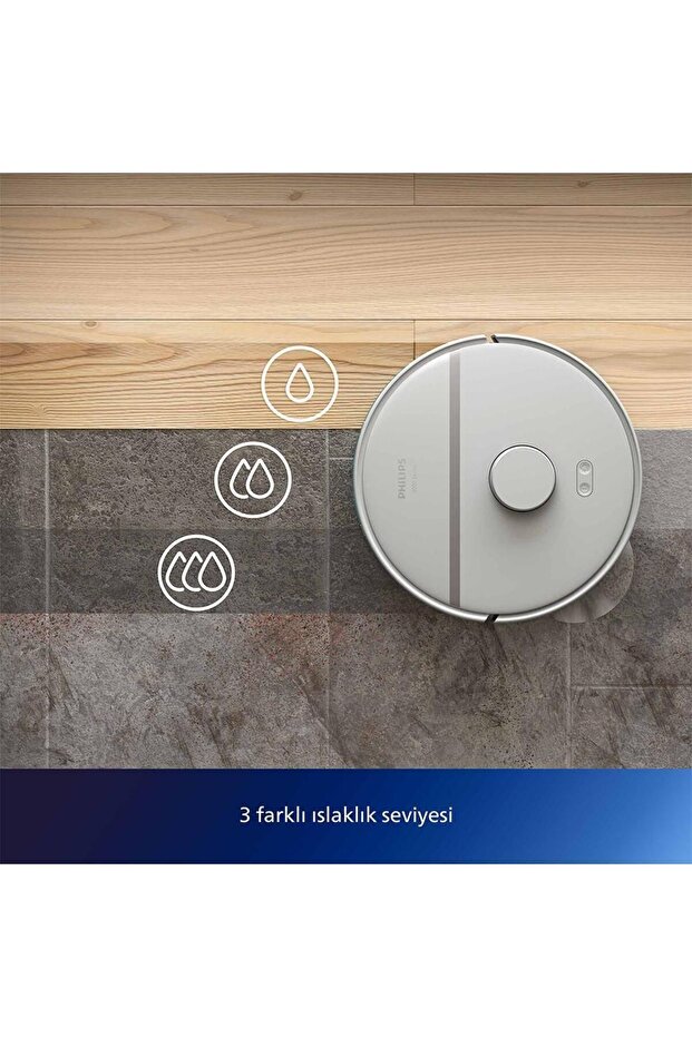 Premium 3'ü 1 Arada (ISLAK, KURU VE MOPLU) Ultra Yüksek Emiş Gücü Robot Süpürge, Lambader Hediye - 5