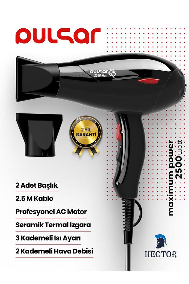 PULSAR  2500 W Turbo Profesyonel Kuaför Fön Makinesi AC Motor - 1