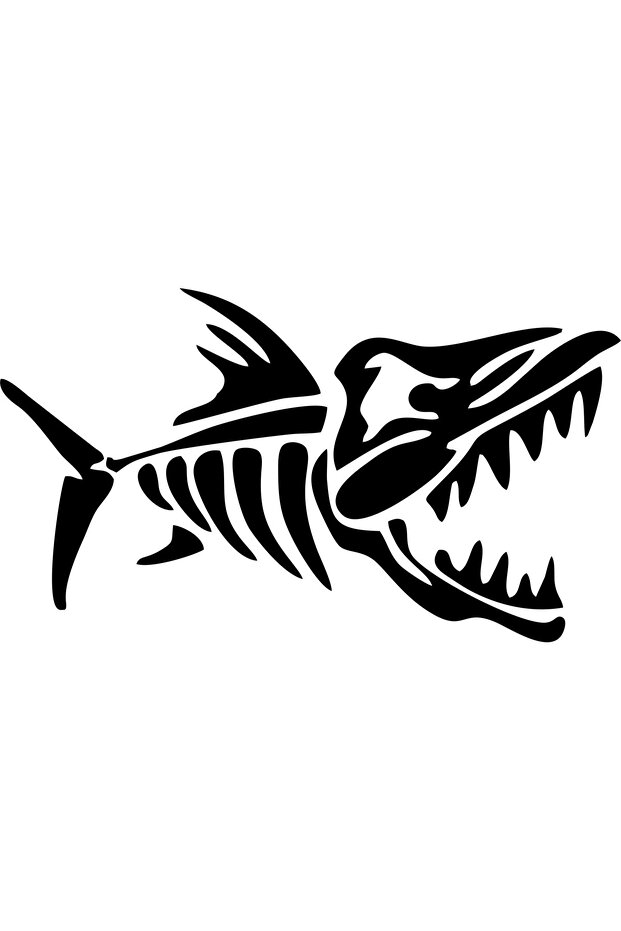 Skeleton Fish 3 Auto Sticker(30X17Cm)