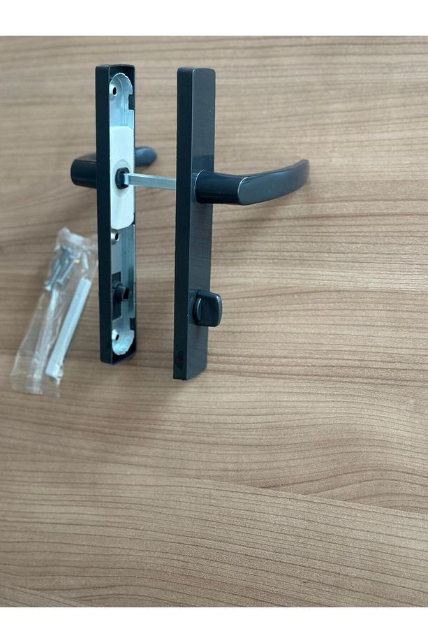 Pvc Pimapen Plastik Kapı Kolu Tuvalet(WC) / Banyo Plastik Kapı Kolu / Antrasit 1 Adet - 3