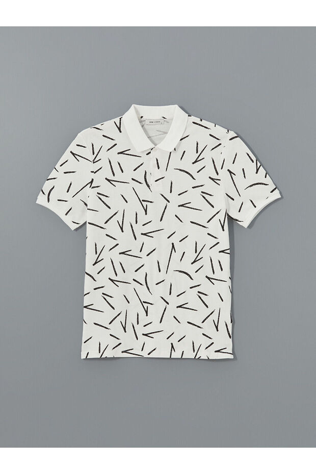 Lcw Vision Ecru Polo Neck Short Sleeve Patterned Pique Men's T-Shirt