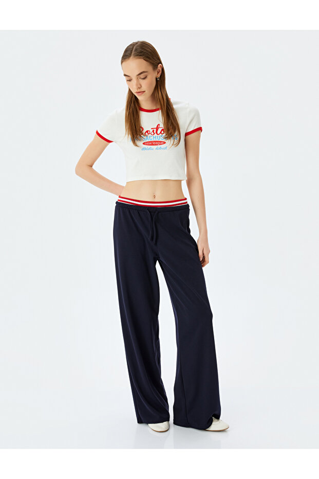 Printed Short Sleeve Crew Neck Slim Fit Crop Camisole T-Shirt