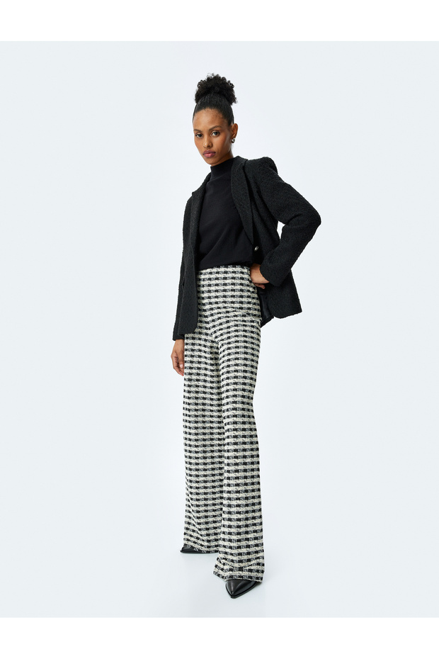 Plaid High Waist Wide Leg Trousers