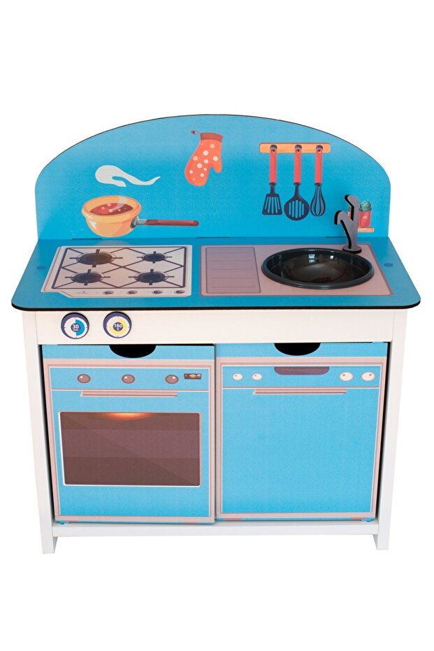 Ahşap Çocuk Mutfak Seti Mavi - 1