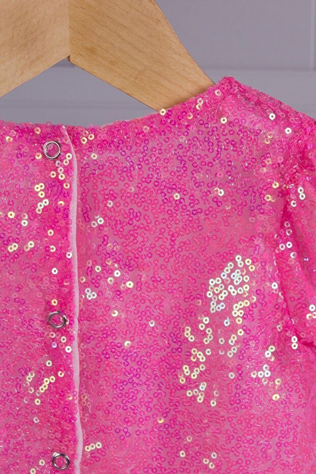 Kız Çocuk Parıltılı Pullu Krop - 5