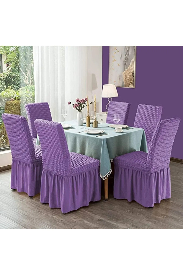 brürümcük SKIRT Chair cover with elastic, flexible chair cover 6 pieces