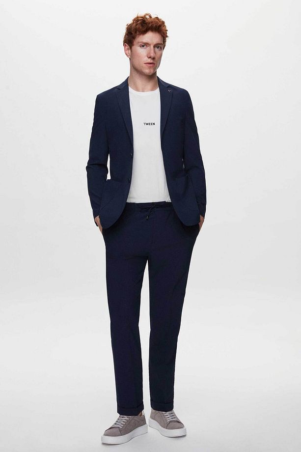Relaxed Fit Lacivert Bi Stretch Chino Pantolon - 3