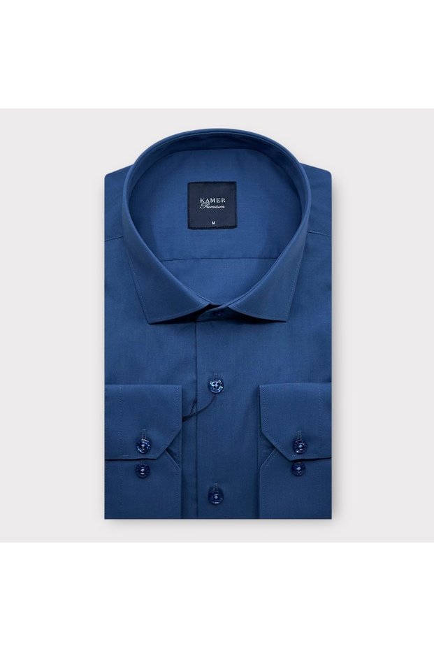 Men Regular Fit Tericoton Indigo Shirt 3400I